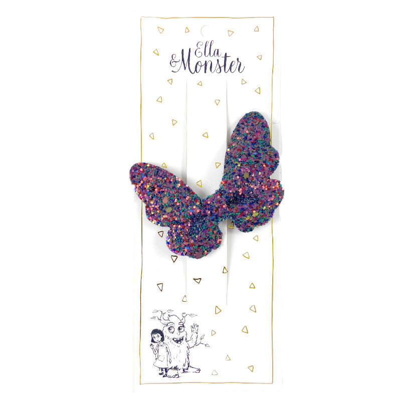 Hair Clip Glitter Butterfly Blue