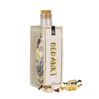 100% LEUK Momenten fles met toffees – Bedankt