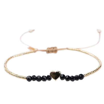 Heart Crystal Black Gold