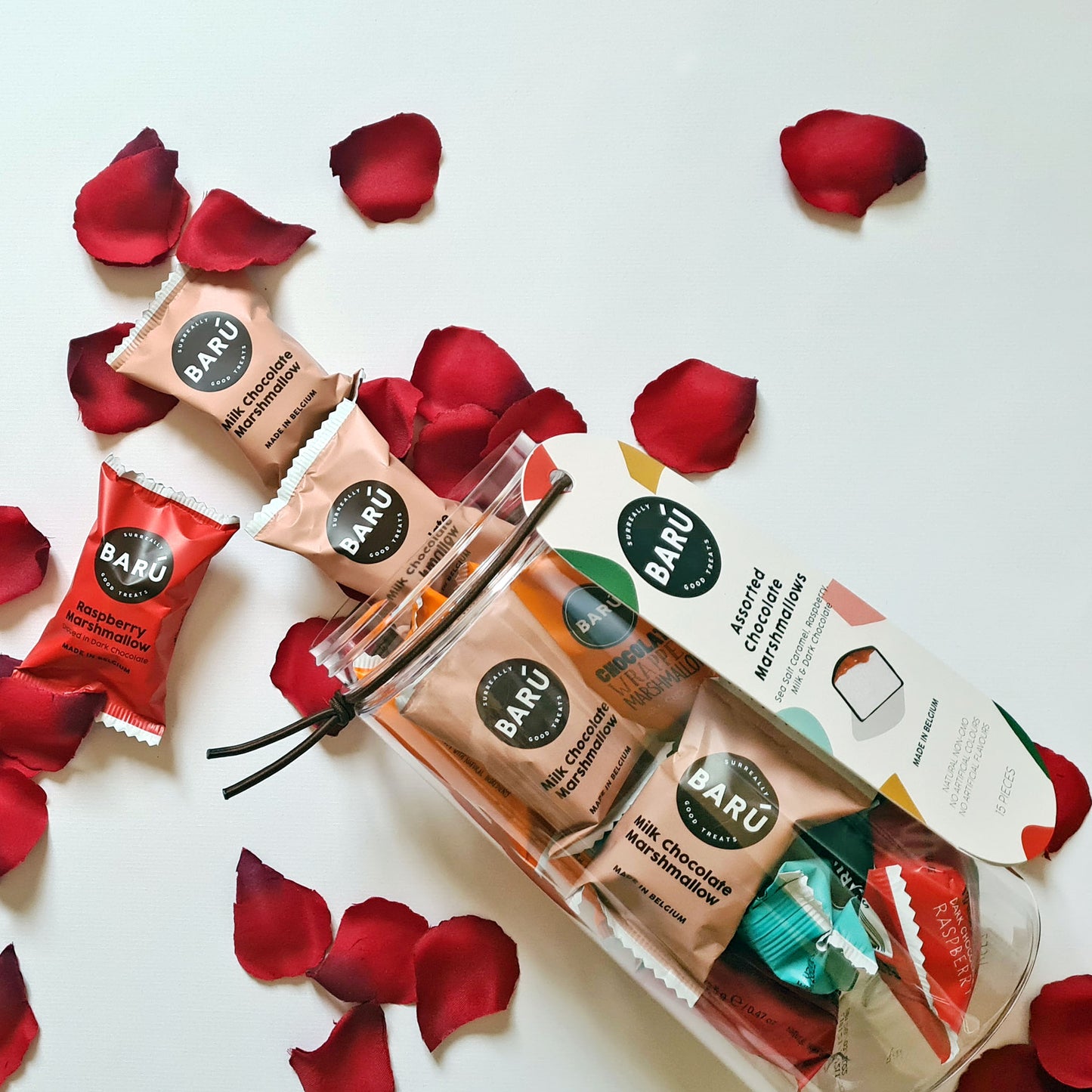 Cadeaupotje gevuld met assortiment chocolade marshmallows