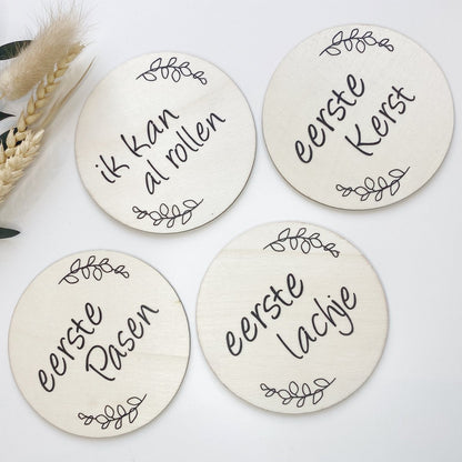 Mijlpaalschijven | hout | baby’s eerste keren