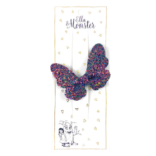 Hair Clip Glitter Butterfly Blue