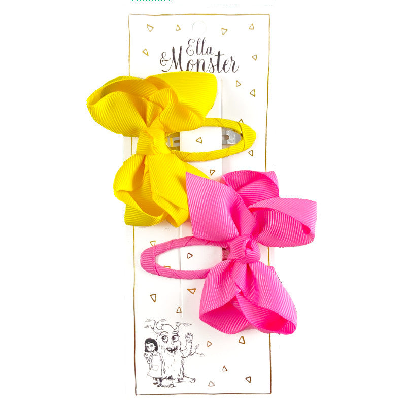 Big Happy Bow Set Geel/Pink